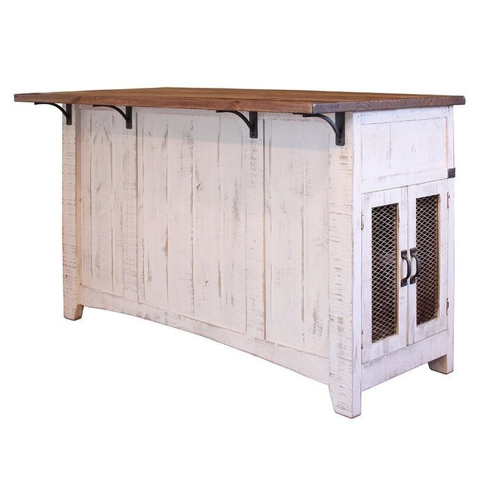 Crafters and Weavers Greenview Kitchen Island - Distressed White