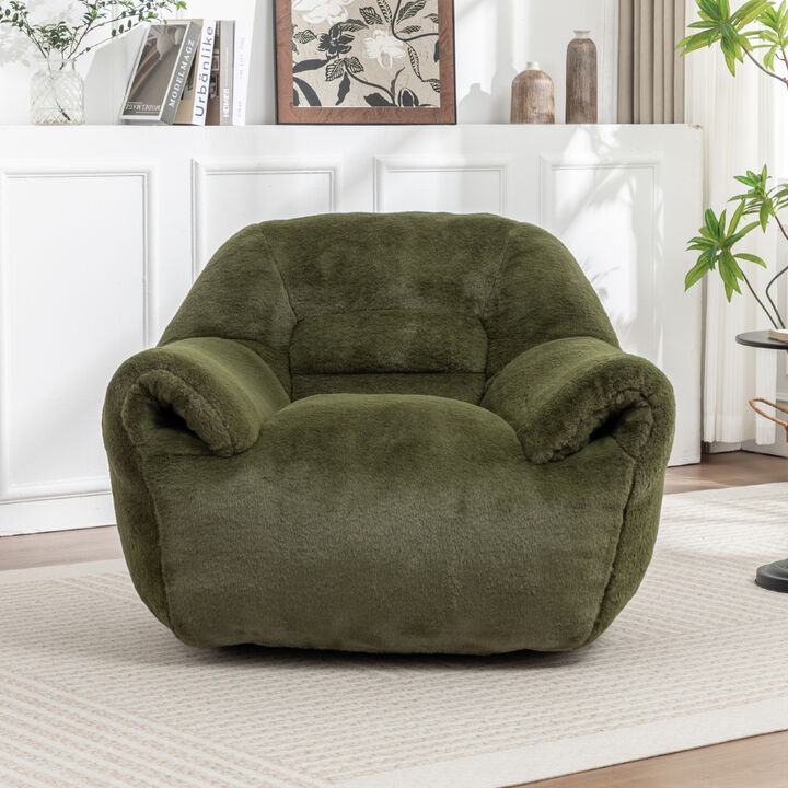 GOODSILO Comfortable Faux Fur Bean Bag Sofa with Back Support