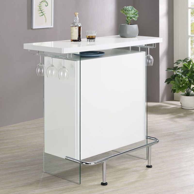 Coaster Co. of America Acosta Freestanding Home Bar Wine Cabinet White High Gloss