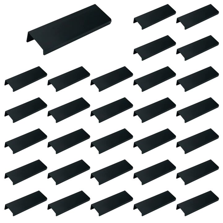 LC LICTOP 4 Inch Matte Black Aluminum Finger Edge Pull Concealed Handle for Home Kitchen Door Drawer Cabinet 30Pcs