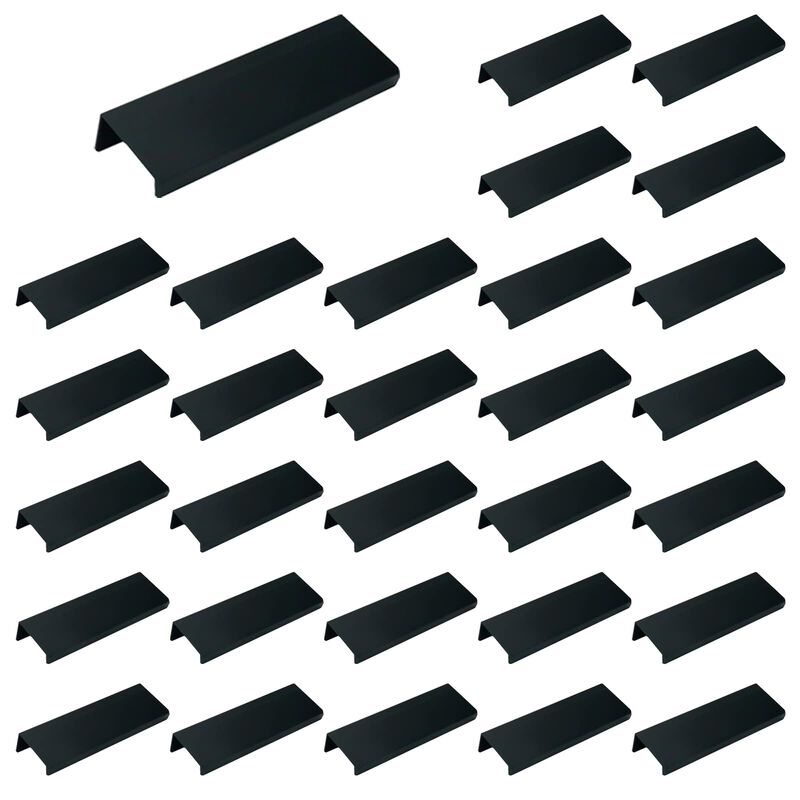 LC LICTOP 4 Inch Matte Black Aluminum Finger Edge Pull Concealed Handle for Home Kitchen Door Drawer Cabinet 30Pcs
