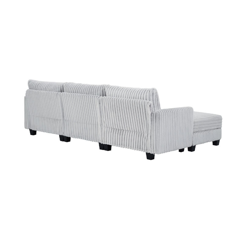 Dwedef L‑Shaped Corduroy Sectional Sofa image number 8