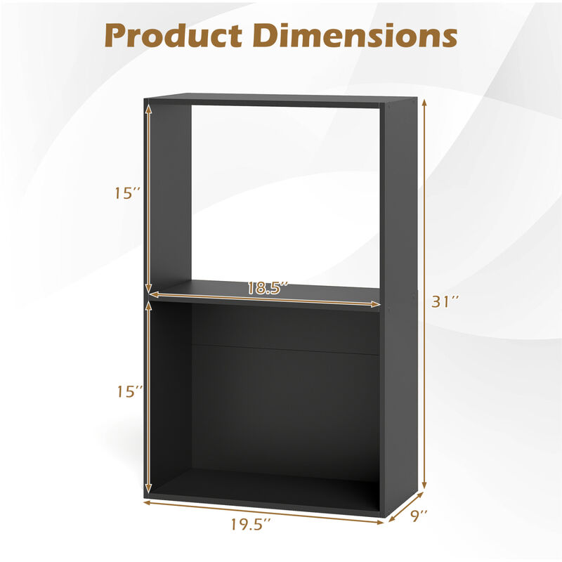 Set of 2 Freestanding 3-Tier Bookshelf for Home Storage image number 2