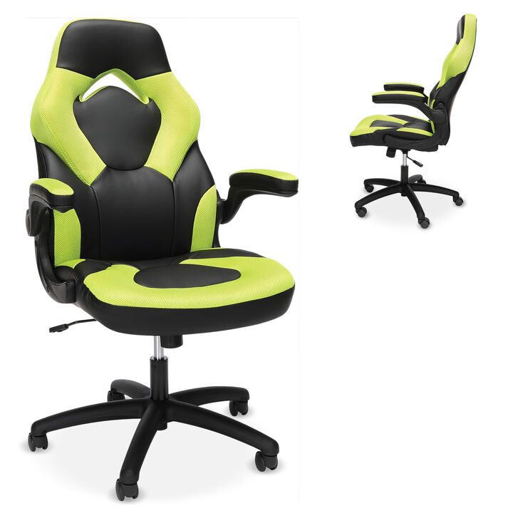 RESPAWN 3085 Ergonomic Gaming Chair for Adults, High Back Office Chair with Headrest and Flip Up Arms, Leather Racing Style Gaming Seat with Lumbar Support, Video Game Computer Desk Seat