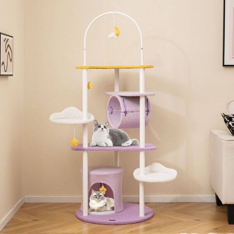 Large Cat Tower with Metal Frame and Jumping Platforms