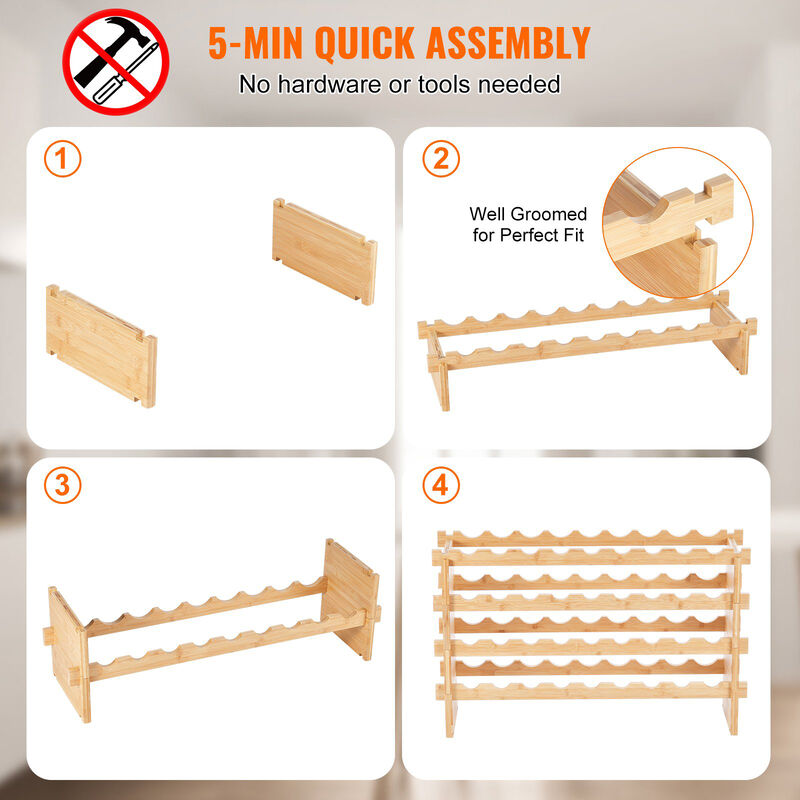 18 Bottle Stackable Modular Wine Rack Wicker Wood Display Shelf 2-Tier