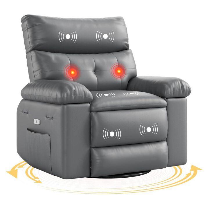 360 Degree Swivel Lazy Manual Rocking Recliner Sofa Chair for Living Rooms, Bedrooms, Outdoor Relax, Grey