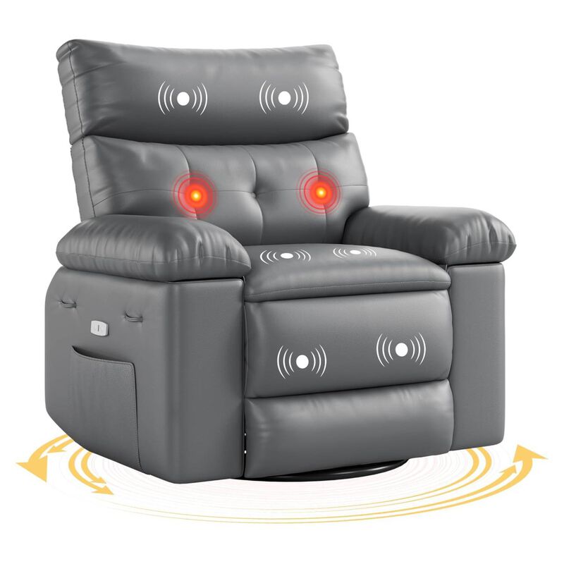 360 Degree Swivel Lazy Manual Rocking Recliner Sofa Chair for Living Rooms, Bedrooms, Outdoor Relax, Grey image number 0