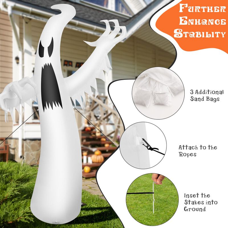 12 Feet Halloween Inflatable Ghost with LED Lights image number 5