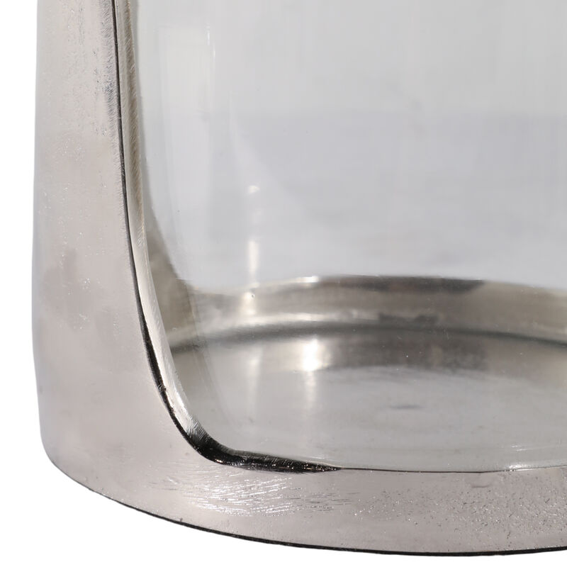 8x7" Metal Base Hurricane Pillar Holder, Silver/ C image number 4