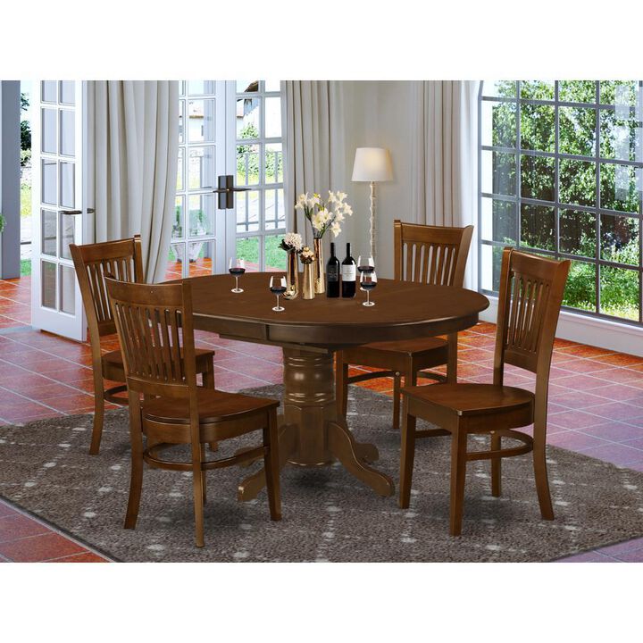 5 Pc set Kenley Dining Table with a Leaf and 4 Wood Kitchen Chairs