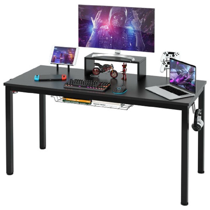 55 Inch Ergonomic Gaming Desk with Monitor Shelf
