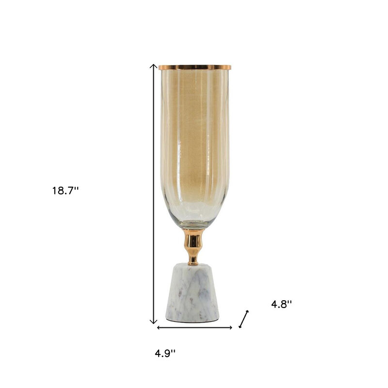 HomeRoots 19" Gold And White Glass And Marble Table Vase image number 5