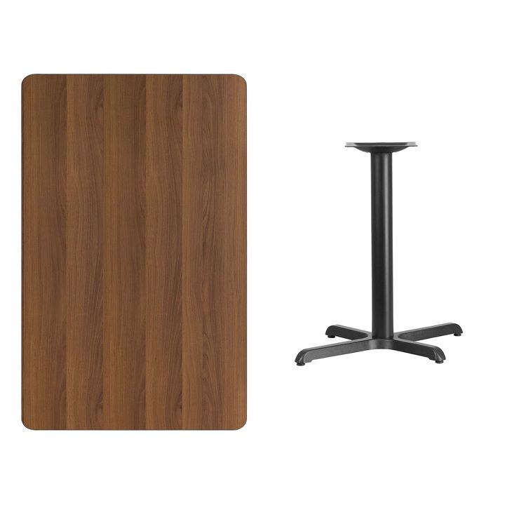 Flash Furniture Stiles 30'' x 48'' Rectangular Walnut Laminate Table Top with 23.5'' x 29.5'' Bar Height Table Base