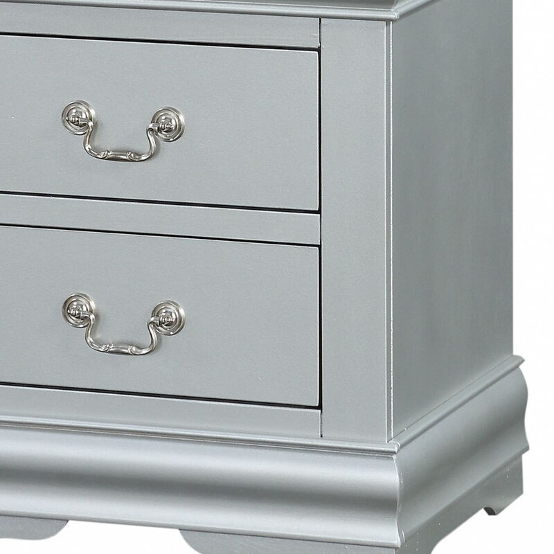 Mirrored Platinum 2-Drawer Nightstand &ndash; Glam Bedroom Furniture