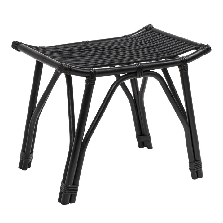 Gabriel Modern Bohemian Handcrafted Rattan/Teak Wood Curved Seat Accent Stool