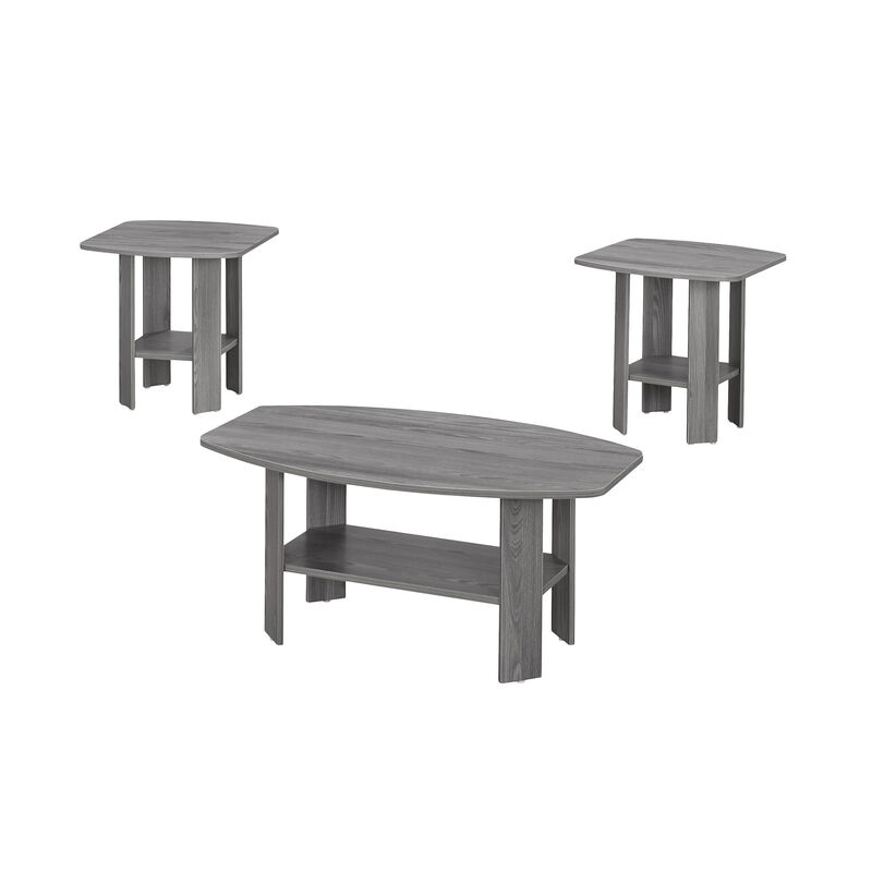Set of Three Coffee Tables with Lower Storage Shelf for Living Room and Lounge