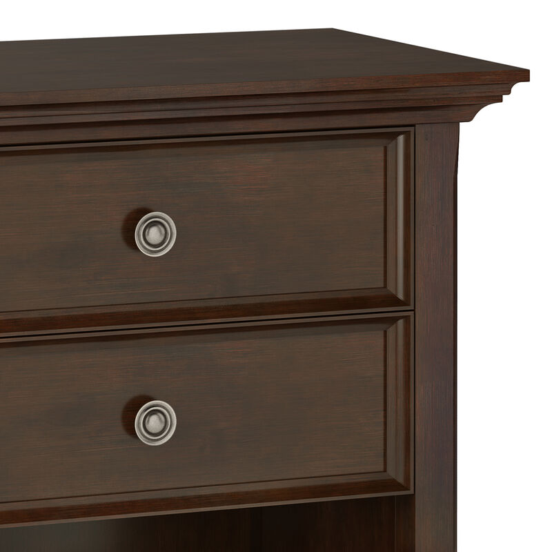 Amherst SOLID WOOD 24 inch Wide Traditional Bedside Nightstand Table in Russet Brown