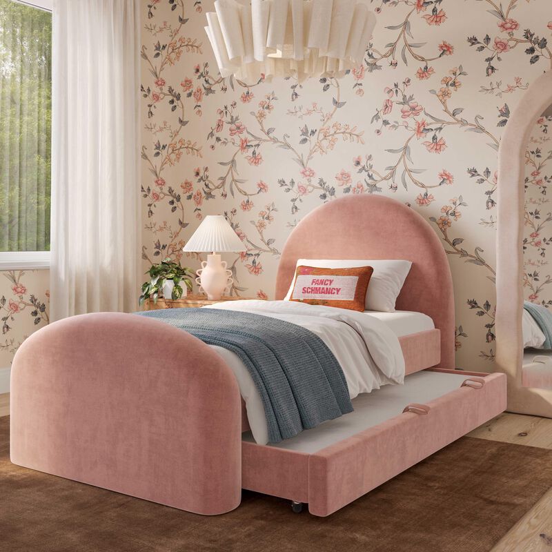 Moon Boucle Twin Trundle Bed image number 1