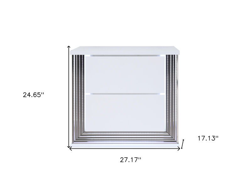 Durable Wood Nightstand with 2 Drawers and Light – Modern Bedside Table