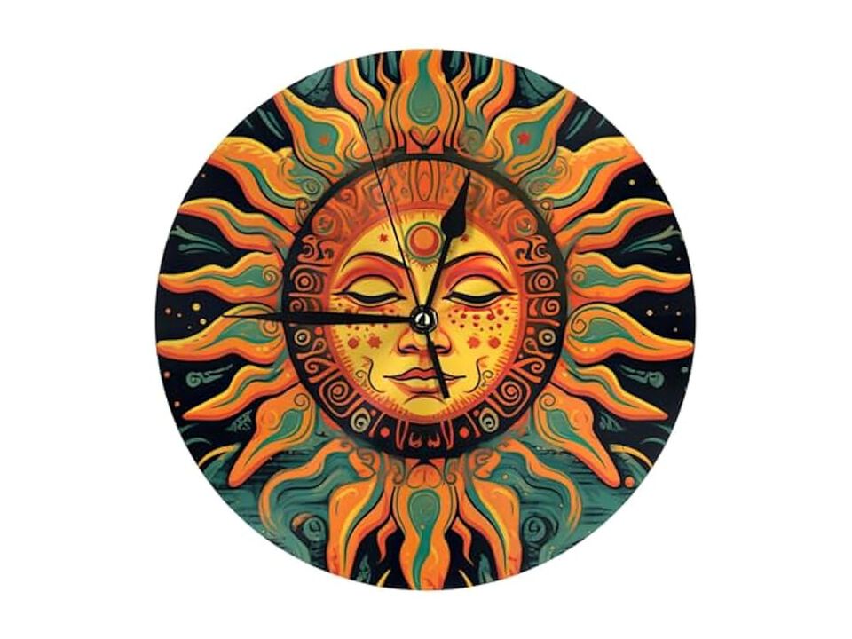 Retro Mexican Sun Style Laundry Wall Clock 10 Inch Silent Non Ticking