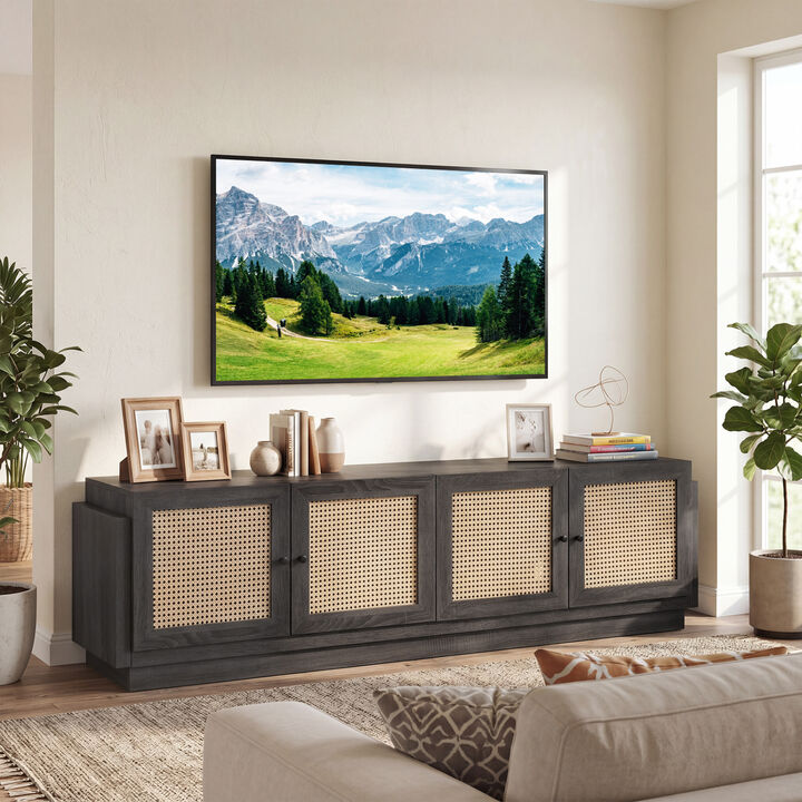 Wooden Farmhouse TV Stand with 2 Storage Cabinets for Living Room