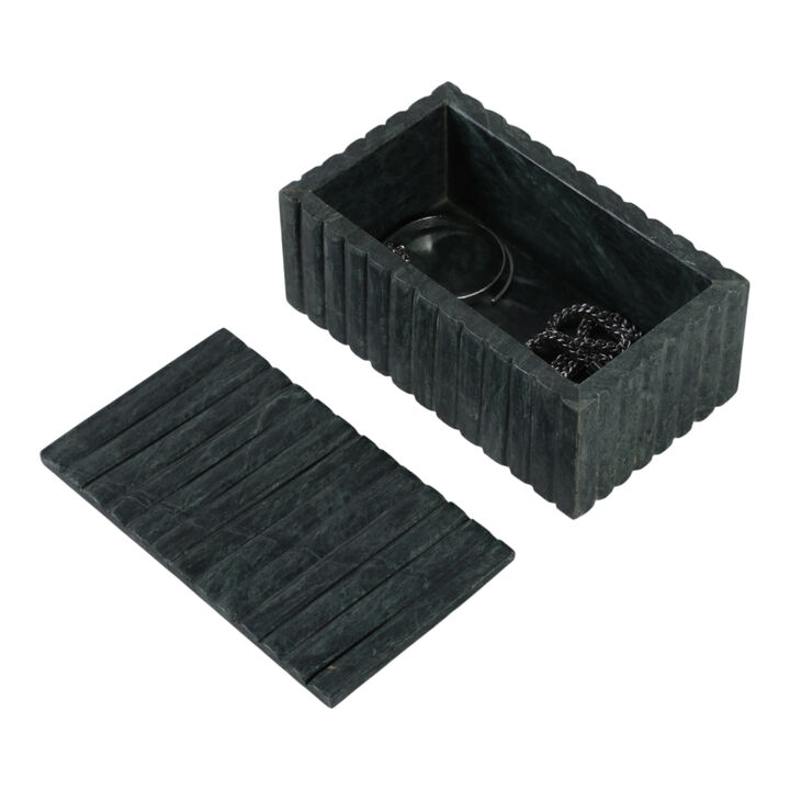 7x4" Marble Ridged Box, Green