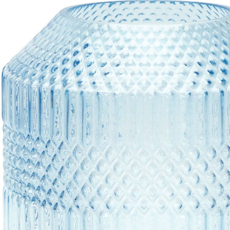 Hivvago 8 Inch Pale Blue Geometric Cylinder Glass Table Vase