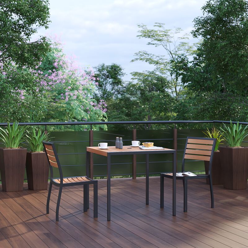 Faux Teak Patio Table-2 Chairs image number 1