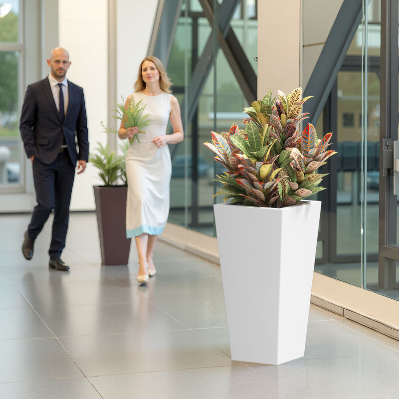 Metal Tapered Planter Garden Plant Pot with Drainage Hole and Rubber Plug