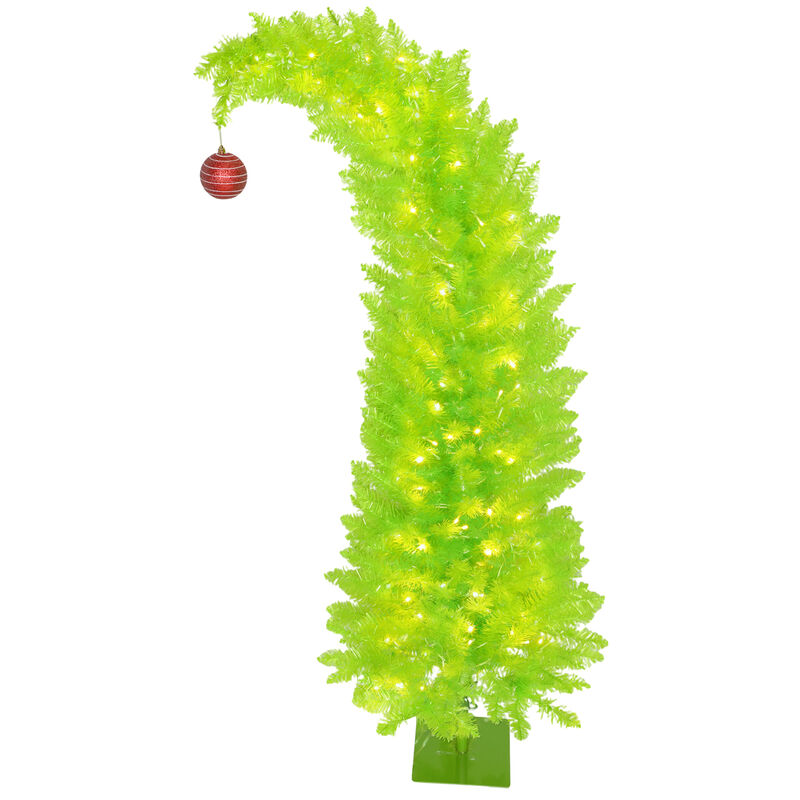 BreeBe 5 ft Pencil Christmas Tree with LED Lights and Metal Stand image number 0