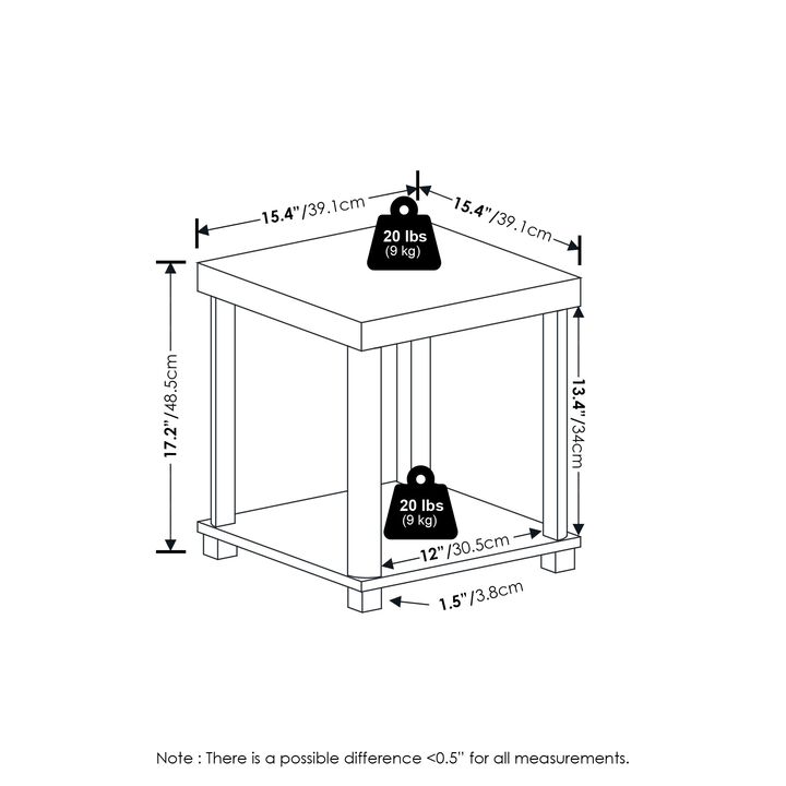 Furinno Turn-N-Tube Classic 2-Tier End Table, Side Table, Espresso/Black
