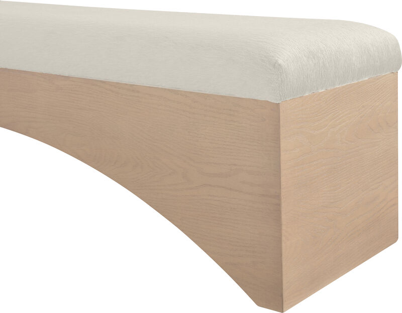 Meridian Furniture Lawson Cream Velour Fur Fabric Bench