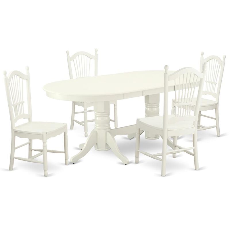 East West Furniture Dining Room Set Linen White, VADO5-LWH-W