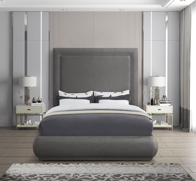 Meridian Furniture Brooke Grey Linen Textured Fabric King Bed image number 3