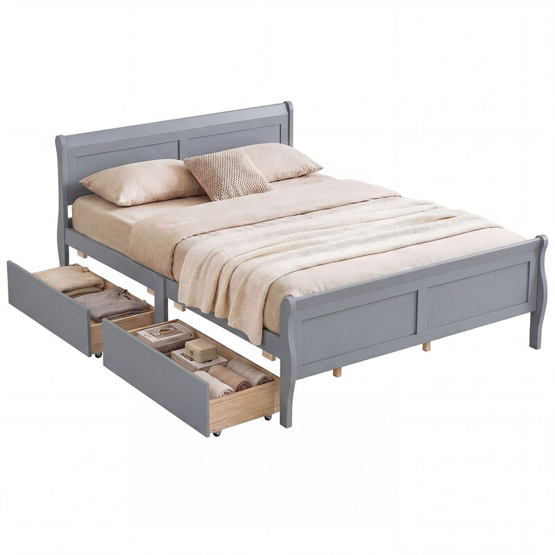Modern Bed Frame with 2 Underbed Storage Drawers and Footboard image number 6