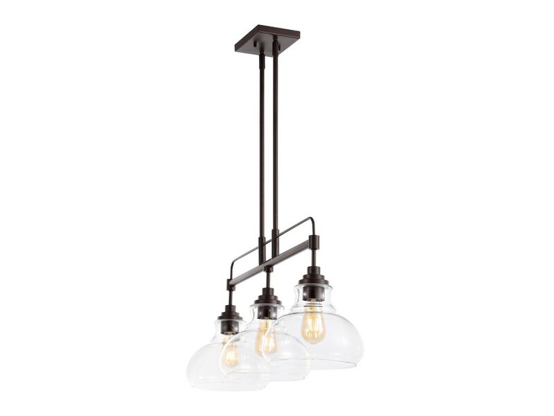 Marlowe 3-Light Farmhouse Industrial Iron/Glass Linear LED Pendant