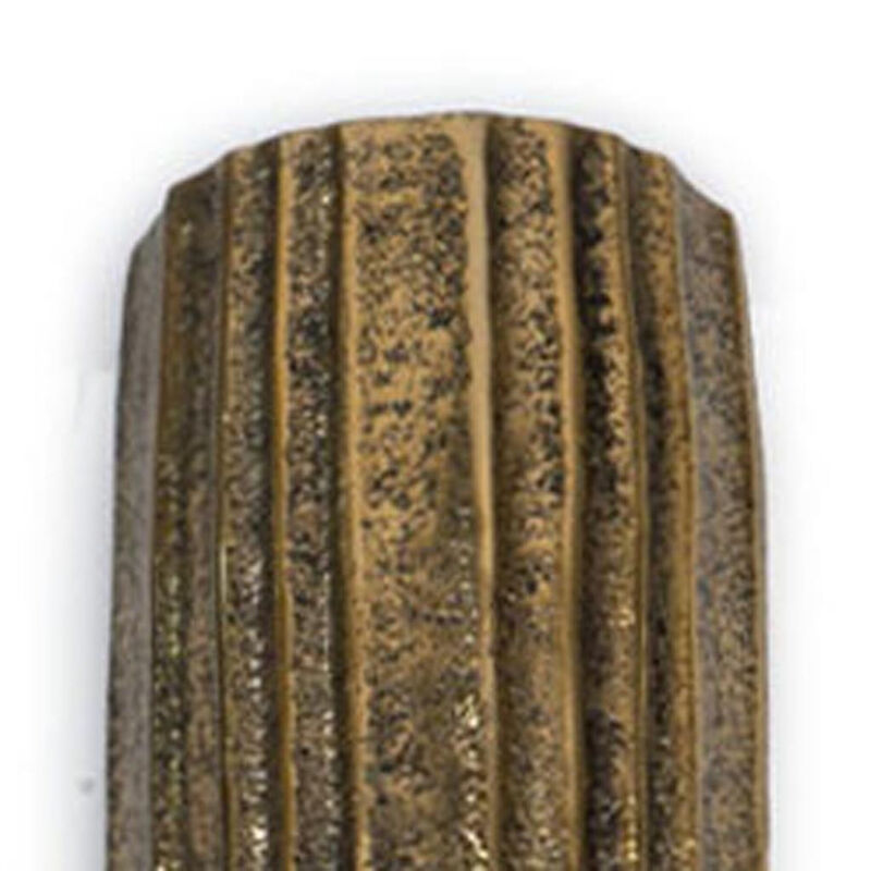 Hivvago 18 Inch Antiqued Gold Ribbed Aluminum Wall Vase