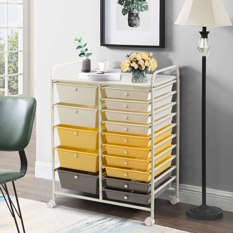 15-Drawer Utility Rolling Cart with Multi-Purpose Storage Drawers image number 3