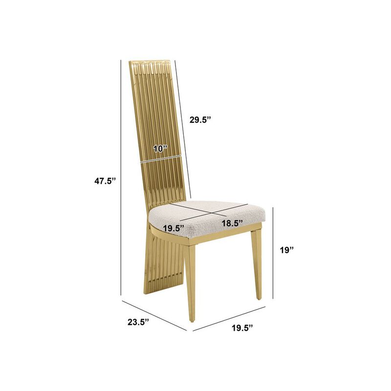 Best Quality Furniture 9Pc Tempered Glass Dining Set With 8 Cream Boucle Fabric Side Chairs