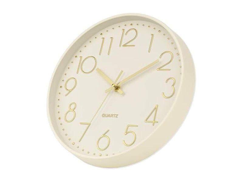 Cream Wall Clock 12 Inch Silent Non Ticking Modern Battery Operated image number 2
