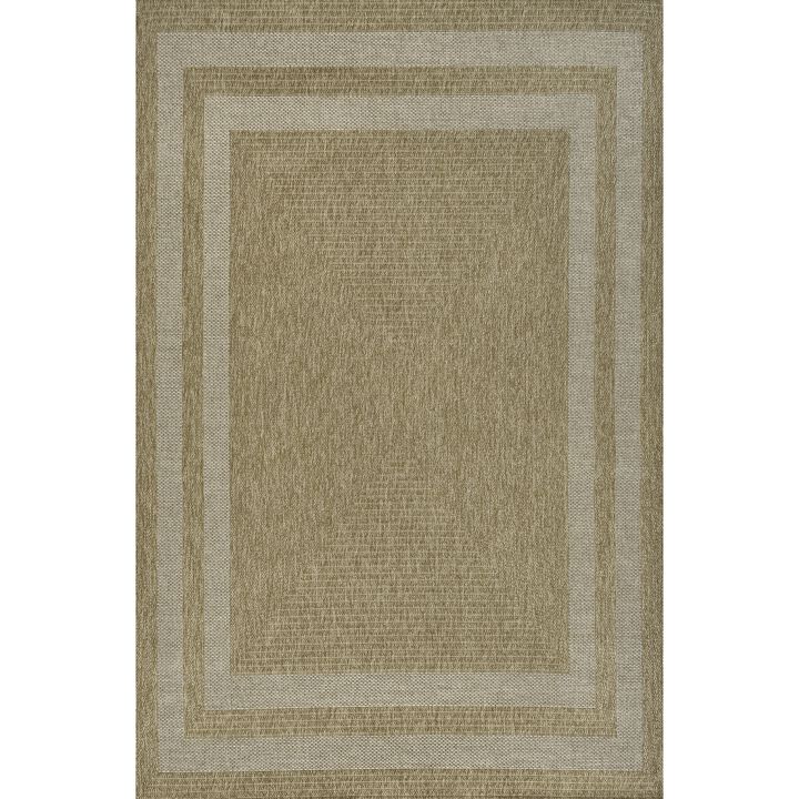 Frenzy Smart Jute Minimalist Boho Inset Border Indoor/Outdoor Area Rug