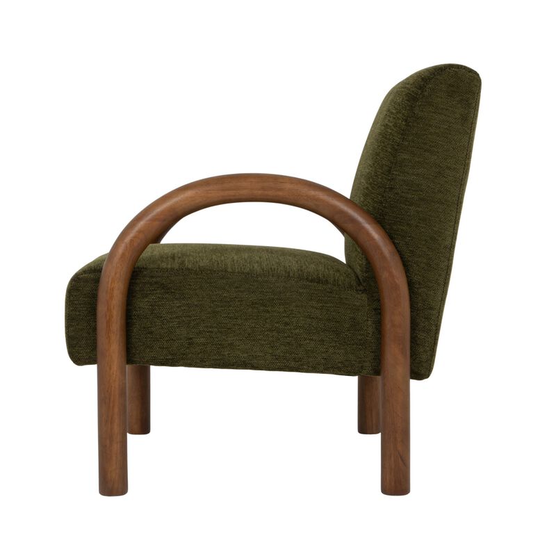 Velvet Accent Chair with Arched Wood Arms, Green image number 7