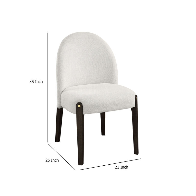 Jeh Side Dining Chair Set of 2, Beige Chenille, Espresso Brown Wood - Benzara