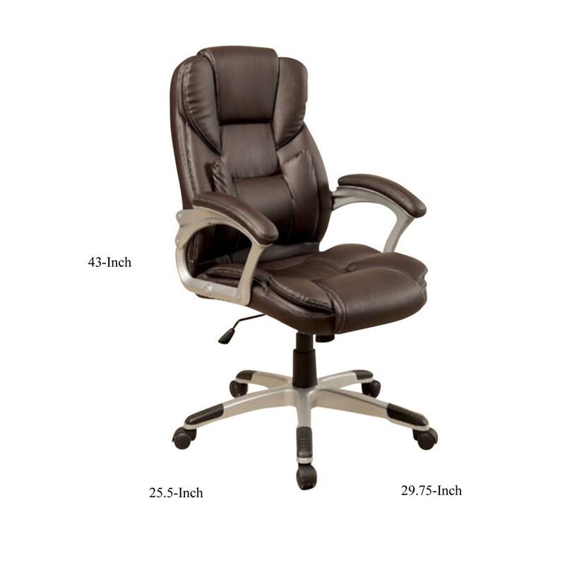 Leatherette Metal Frame Swivel Office Chair with Armrests