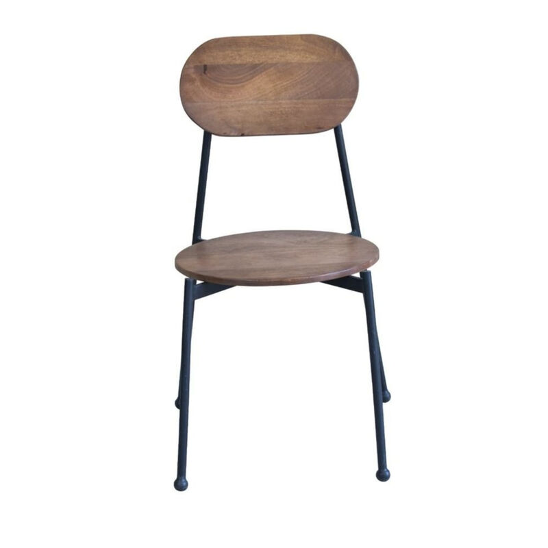 Metal and Wood King Louis Back Dining Side Chairs – Set of 2 Elegant Seats