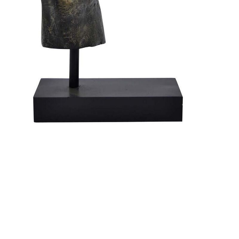 Lizzy Tabletop Decorative Hand Sculpture, Black, Bronze Resin 14 Inch - Benzara