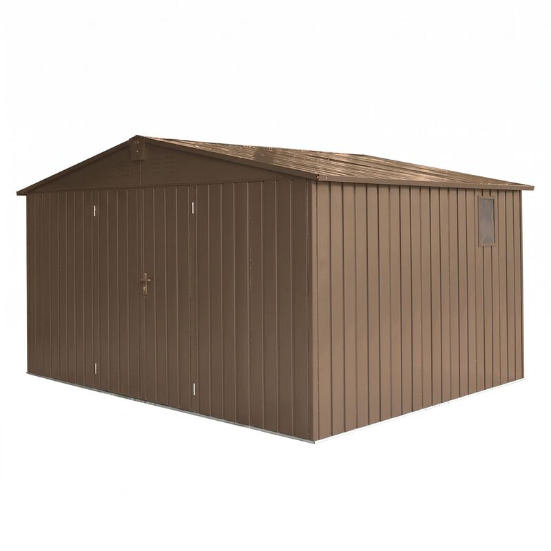 CLIHOME 11x9Ft Backyard Galvanized Steel Frame Storage Shed,Outdoor Metal Tool Shed Storage Room with Lockable Door image number 0