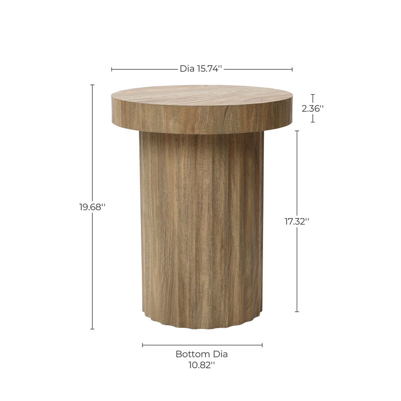 20" Fluted Wood Round Side Table image number 5