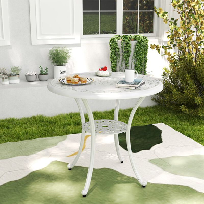 31.5" Round Cast Aluminum Patio Bar Table for 4 with 2" Umbrella Hole image number 4